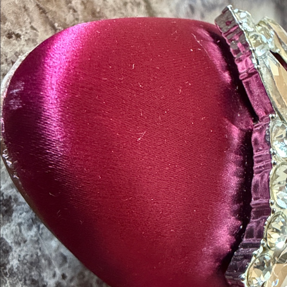 Easy Spirit Burgundy Satin Pointed Toe Flats with Crystal Buckle - Picture 2 of 7